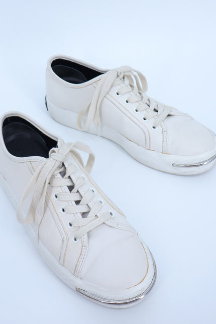 ALEXANDER WANG Pia Leather Sneakers White Low Top Lace Up Women's 38/US 8