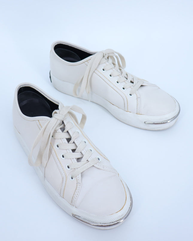 ALEXANDER WANG Pia Leather Sneakers White Low Top Lace Up Women's 38/US 8