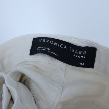 VERONICA BEARD Ryleigh Slim Straight Jeans Ecru High Rise Button Fly Women's 26