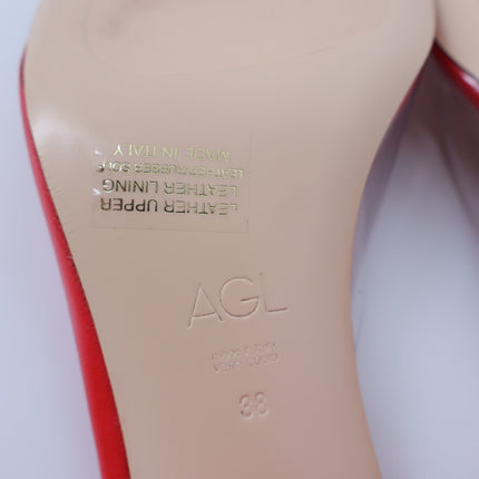 AGL Angie Leather Slide Red Heeled Sandals Art To Wear Women's 38/US 8