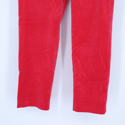 J. Crew Kate Stretch Velvet Pants Festival Red Straight Leg Zip Fly Women's 2
