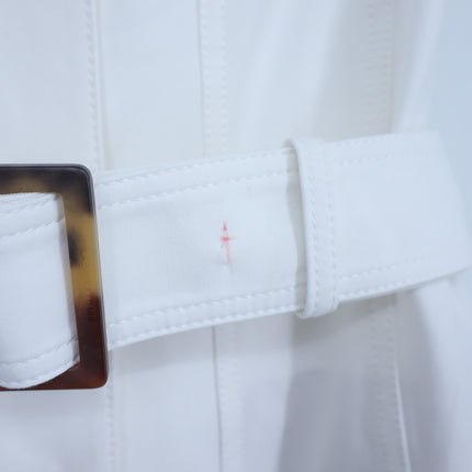 Lafayette 148 Stretch Twill Belted Shirtdress Sea Salt White Midi Women's XS