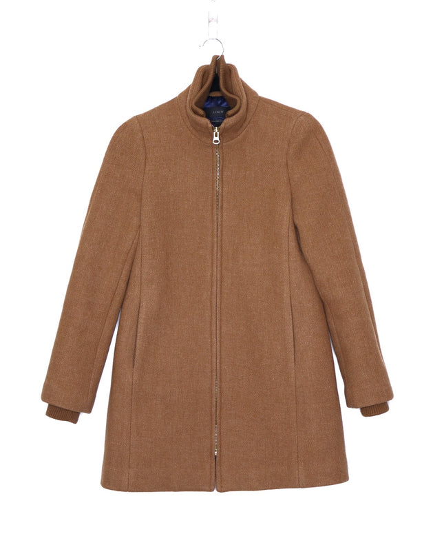 J. CREW Lodge Coat Italian Stadium Wool Jacket Heather Acorn Quilted Women's 0