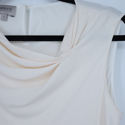 ARMANI COLLEZIONI Silk Draped Neck Blouse Ivory Sleeveless Cowlneck Women's 4