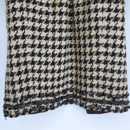 Oscar De La Renta VTG Houndstooth Longline Overcoat Brown and Cream Women's 6