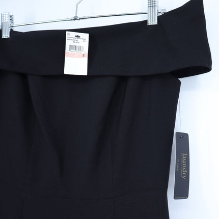 Laundry by Shelli Segal Off Shoulder Gown Black NWT A Line Maxi Dress Women's 2