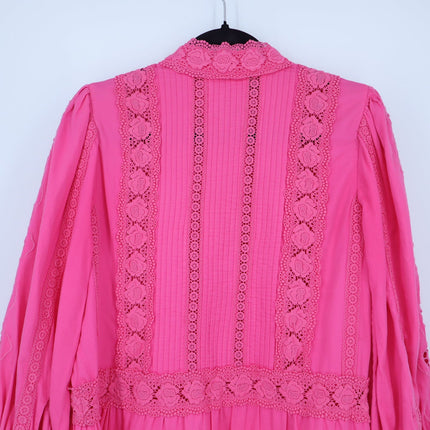 Alice + Olivia Clark Mini Dress French Rose Pink Embroidered Tiered Women's 12
