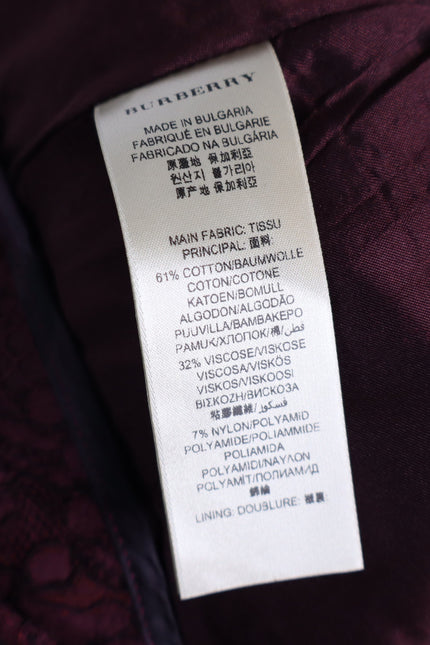 BURBERRY Lace Overlay Pencil Skirt Burgundy Knee Length Lined Women's 10