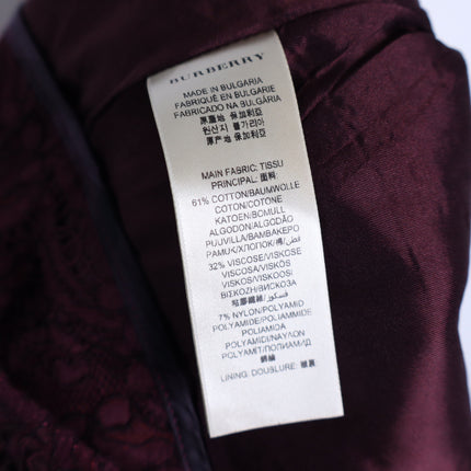 BURBERRY Lace Overlay Pencil Skirt Burgundy Knee Length Lined Women's 10