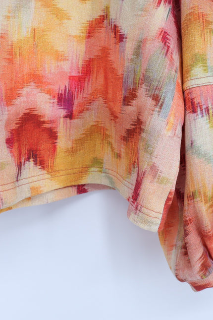 BA&SH Primrose Sweatshirt Ocre Chevron Print Balloon Sleeve Women's S/US 4