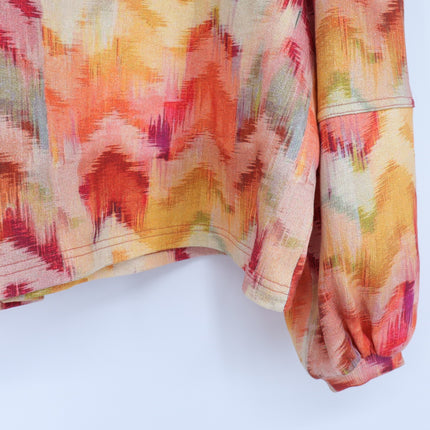 BA&SH Primrose Sweatshirt Ocre Chevron Print Balloon Sleeve Women's S/US 4
