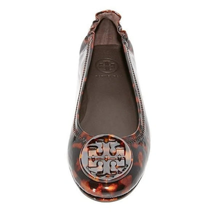 TORY BURCH Minnie Travel Ballet Flats NWOT Tortoise Brown Slip On Women's 6.5