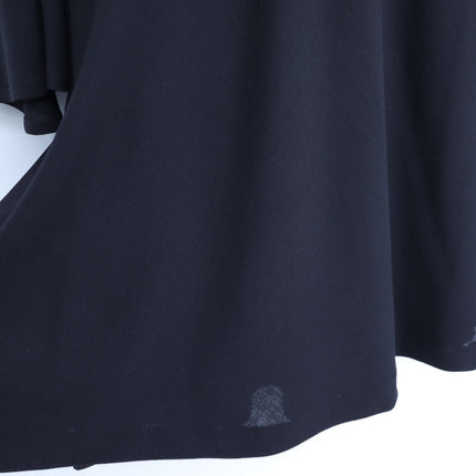 Yves Saint Laurent VTG Dress Black Summer Wool Velvet Button Neck Womens 38/US 6