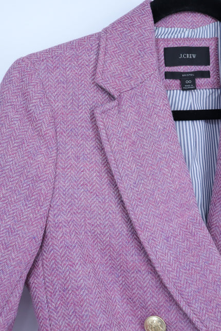 J. CREW Bristol Herringbone Wool Blazer Lilac Double Breasted Women's 00
