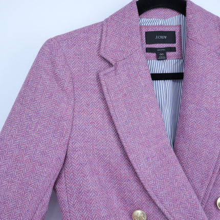 J. CREW Bristol Herringbone Wool Blazer Lilac Double Breasted Women's 00