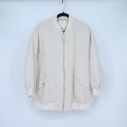 By Anthropologie Oversized Bomber Jacket Off White Zip Up Lightweight Women's XS