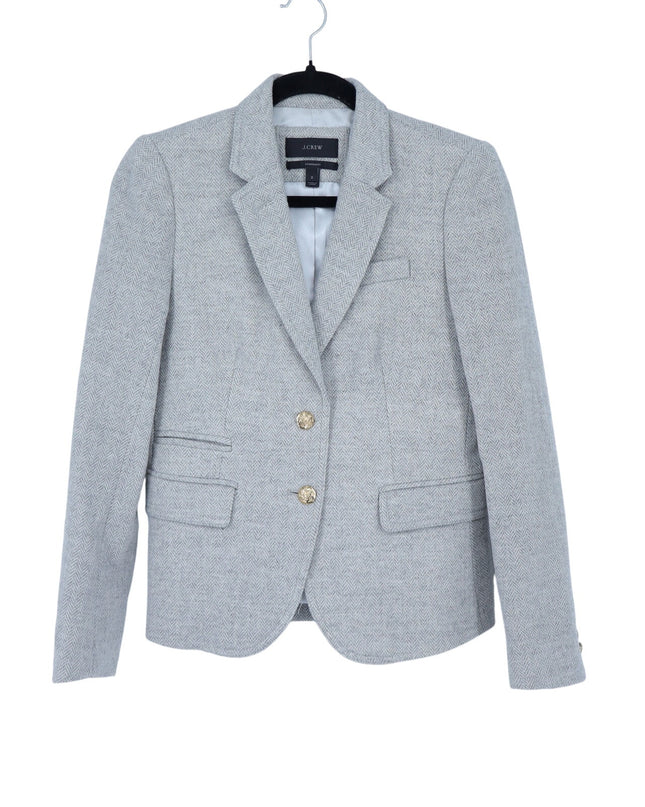 J. Crew Schoolboy Houndstooth Wool Blazer Grey Single Breasted Women's 2