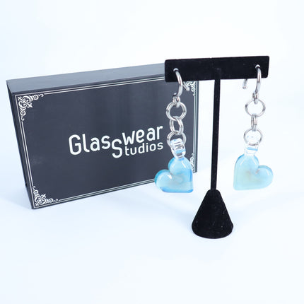 GLASSWEAR STUDIOS Handmade Caribbean Blue Heart Weights 10g/2.5mm Hangers