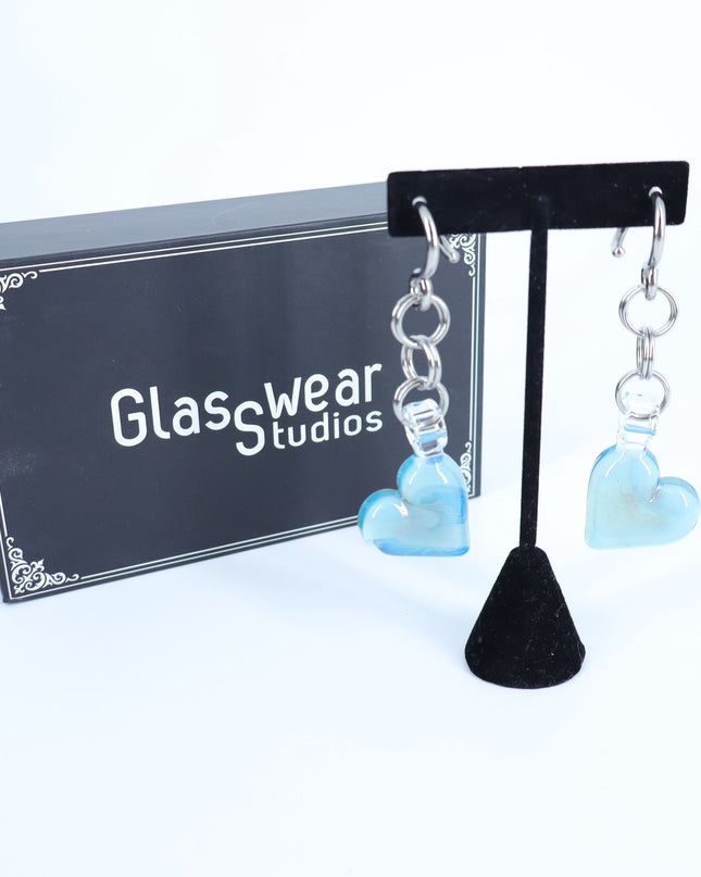 GLASSWEAR STUDIOS Handmade Caribbean Blue Heart Weights 10g/2.5mm Hangers