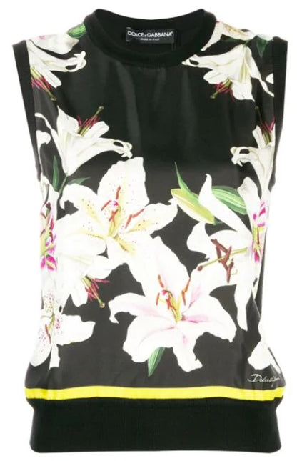 DOLCE & GABBANA Lily Silk Tank Black MSRP $995 Sleeveless Women's 44/US 8
