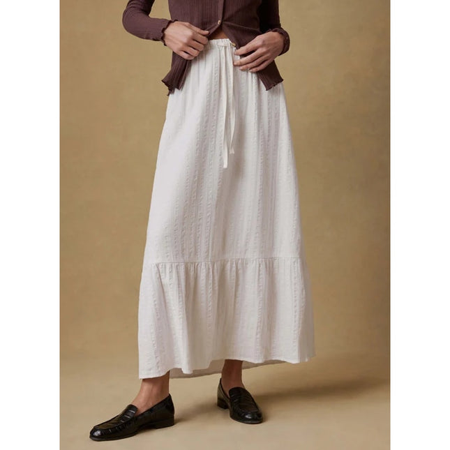 Faherty Dune Cotton Gauze Rees Skirt White Tie Waist Peasant Midi Women's M