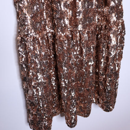 MAEVE Bernadette Sequined Midi Dress NWT Pink Rose Tiered Lined Women's XS