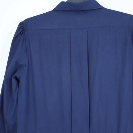 BURU Button Maxi Shirt Dress Navy Blue 3/4 Sleeve A-Line Lagenlook Women's L