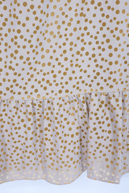 AKRIS PUNTO Sleeveless Polka Dot Flounce Dress Tan Gold Knee Length Women's 6