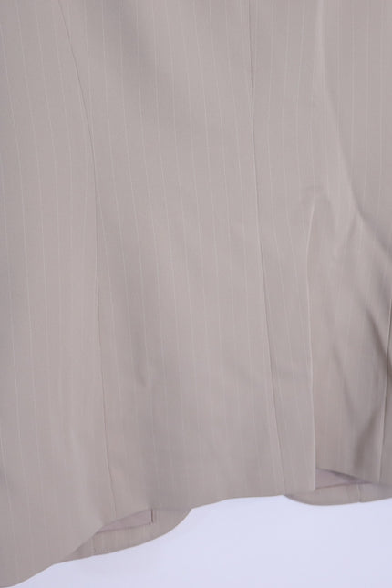 DONNA KARAN NWT Pinstripe Double Breasted Vest Cobblestone Cream Women's 10P