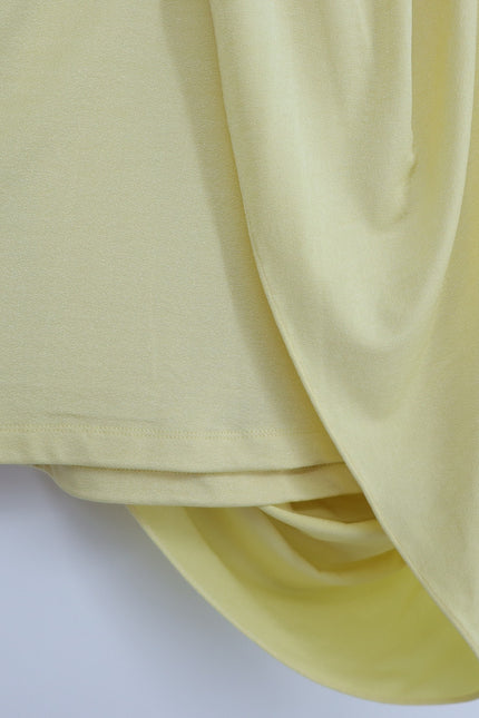 JONATHAN SIMKHAI Yellow Safiya Top Chamomile One Shoulder Draped Knit Women's S