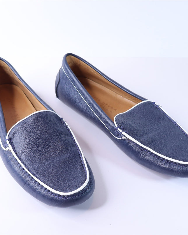 PATRICIA GREEN Jill Piped Driving Shoe Navy and White Women's 9M