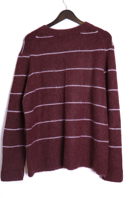 PISTOLA Ivy Pullover Sweater Terra Stripe Maroon Oversized Long Sleeve Women's S