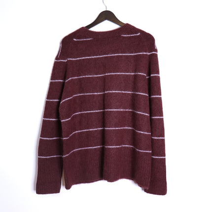 PISTOLA Ivy Pullover Sweater Terra Stripe Maroon Oversized Long Sleeve Women's S