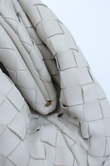 BOTTEGA VENETA The Pouch Bone White Intrecciato Leather Clutch Bag