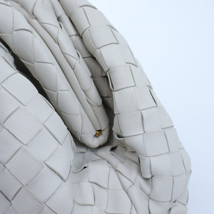 BOTTEGA VENETA The Pouch Plaster White Intrecciato Leather Clutch Bag
