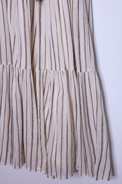 ULLA JOHNSON Lilliana Dress Cream Ruffled Sleeve Maxi Tiered Skirt Women's 2