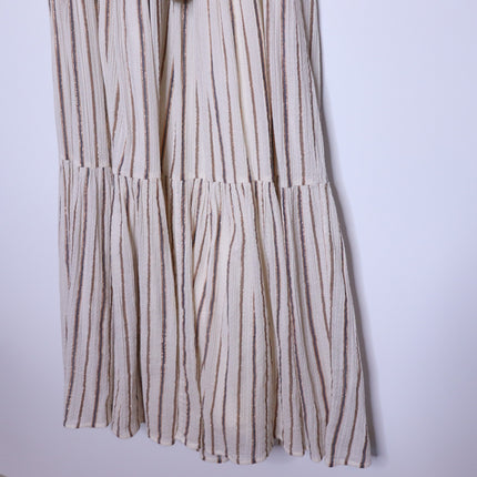 ULLA JOHNSON Lilliana Dress Cream Ruffled Sleeve Maxi Tiered Skirt Women's 2