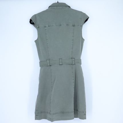 PAIGE Jaxsyn Denim Dress Vintage Ivy Green Belted Button Front Women's 0