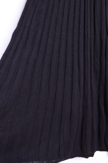 KAREN MILLEN NWT Linen Blend Racer Neck Knit Dress Black Full Skirt Women's XS