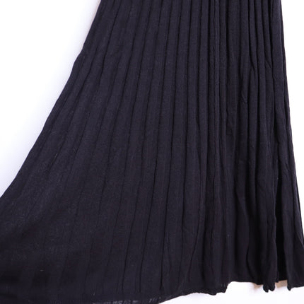 KAREN MILLEN Linen Blend Racer Neck Knit Dress NWT Black Full Skirt Women's XS