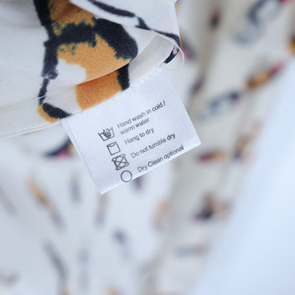 RECLINER Silk Lipstick Print Robe Midi Ivory Loungewear Luxury Satin Women's S