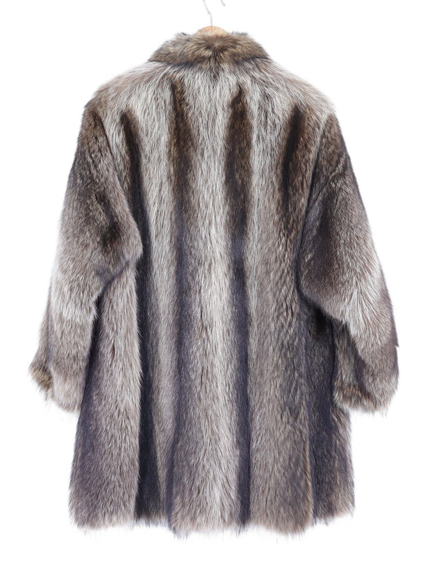 REVILLON Fox Fur Coat Saks Fifth Ave Brown and White Authentic Luxury Women's M