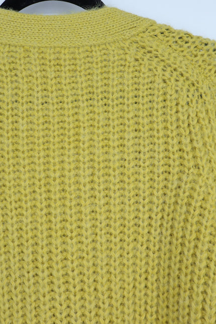 ELEVEN SIX Chunky Knit Sara Cardigan Sweater Joy Yellow Alpaca Blend Women's M/L