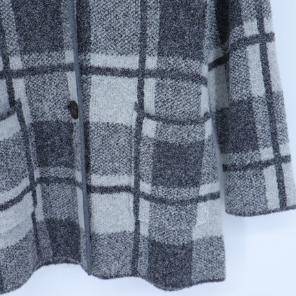 Margaret O'Leary Knits Plaid Sweater Jacket Gray Two Button Wool Women's XS