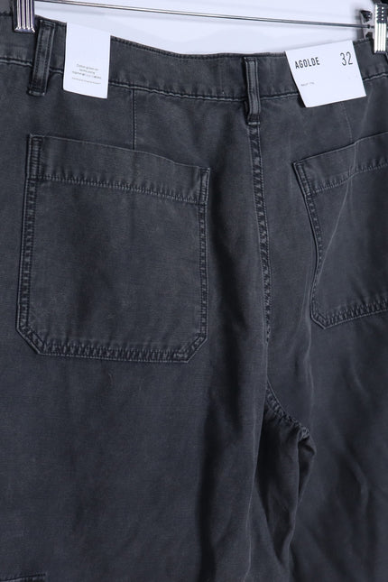 AGOLDE NWT Brynn Cargo Pant Marker Black Wide Leg Cotton Twill Women's 32