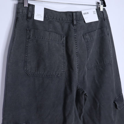 AGOLDE Brynn Cargo Pant NWT Marker Black Wide Leg Cotton Twill Women's 32