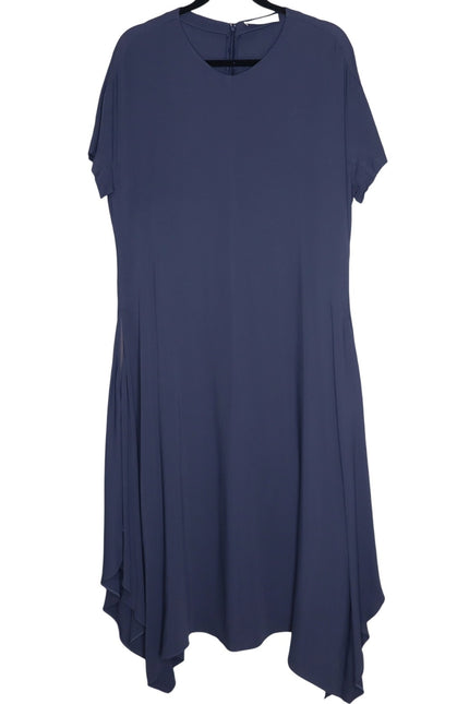FABIANA FILIPPI Asymmetrical Short Sleeves Midi Dress Ash Blue Women's XL
