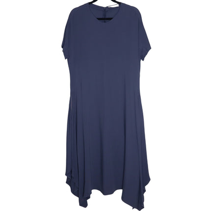 FABIANA FILIPPI Asymmetrical Short Sleeve Midi Dress Ash Blue Women's XL
