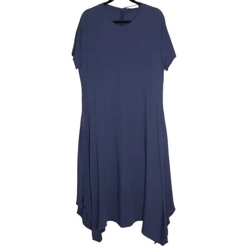 FABIANA FILIPPI Asymmetrical Short Sleeve Midi Dress Ash Blue Women's XL