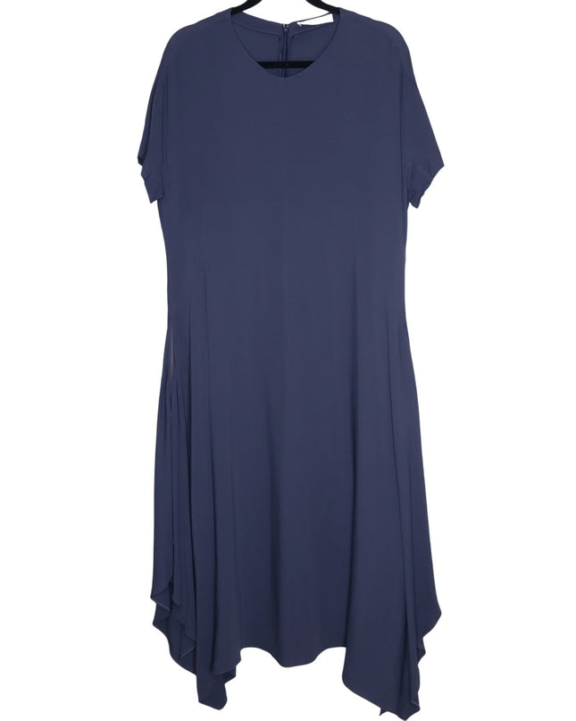 FABIANA FILIPPI Asymmetrical Short Sleeve Midi Dress Ash Blue Women's XL